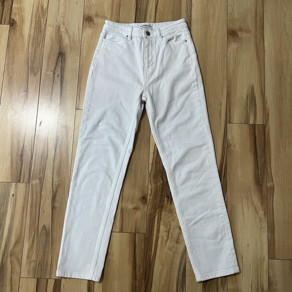 Country Road Straight Leg Jeans Sz 6 White Stretch Denim High Rise Minimal